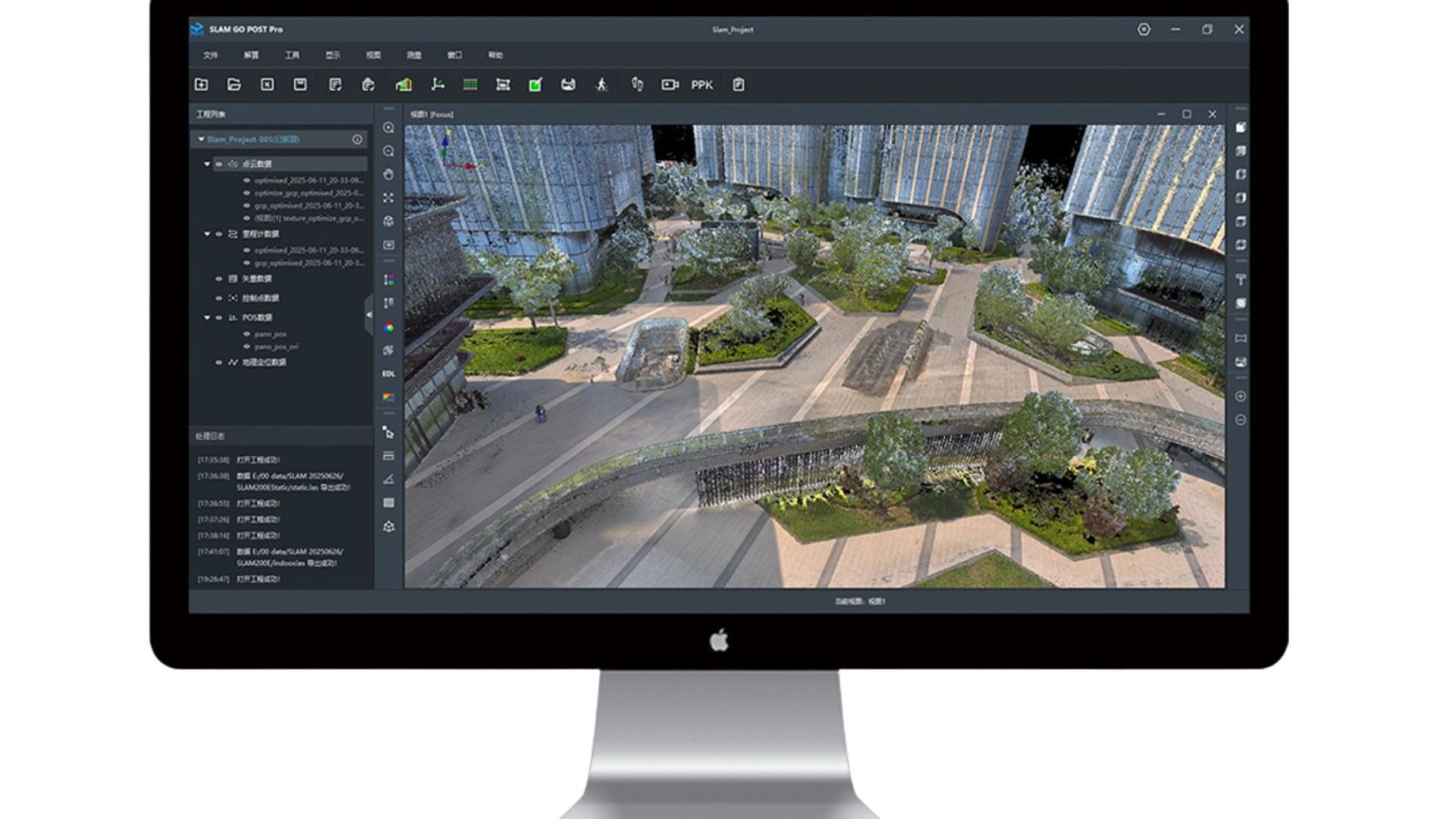 モニターに表示された3D点群データ